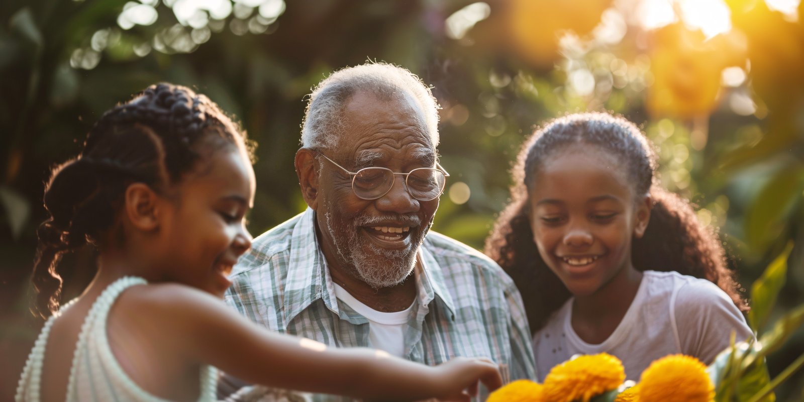 Happy residents enjoying the garden